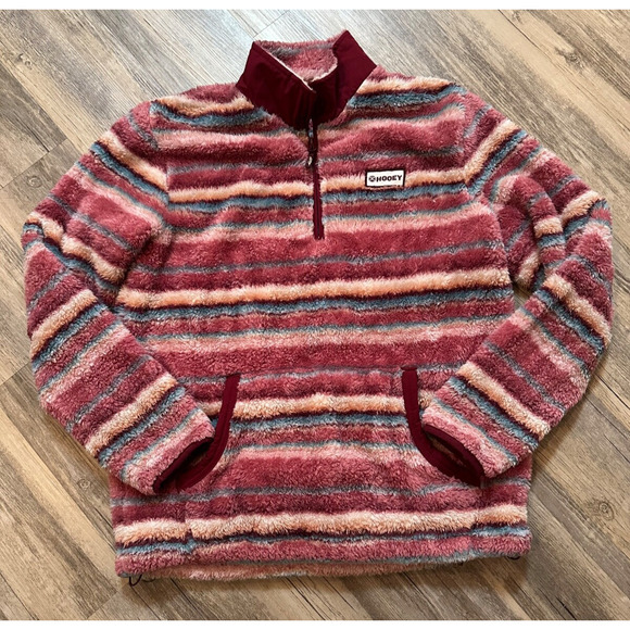 Hooey Fleece Pullover 1/4 Zip Jacket Women’s Medium Soft Aztec Stripes Western - Picture 1 of 7